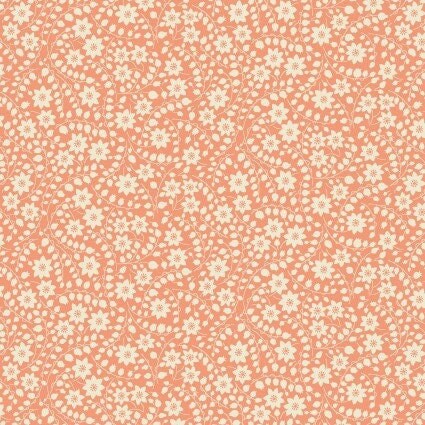 Nana Mae VI Monotone Floral in Peach by Henry Glass continuous cuts of Quilter&#39;s Cotton 30&#39;s print Fabric