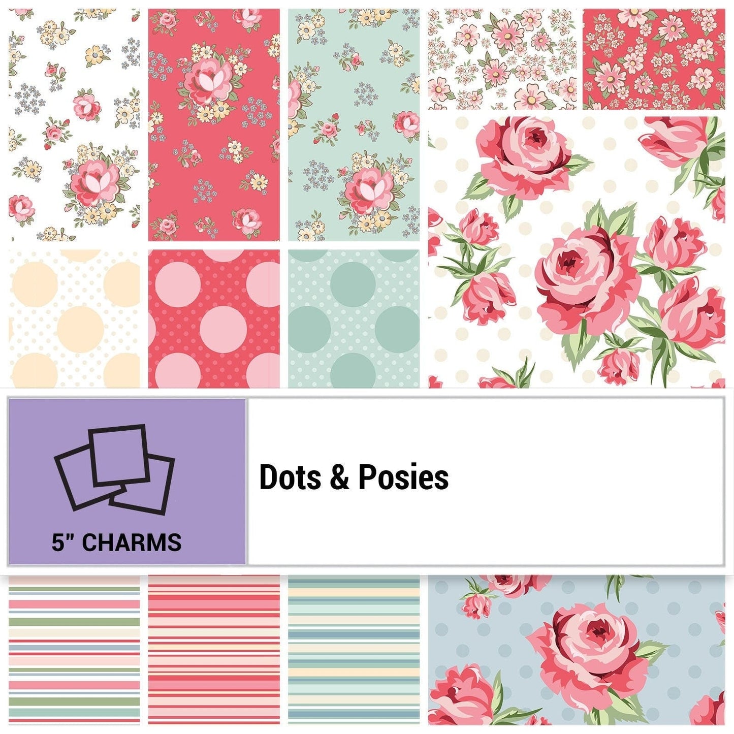 Dots & Posies Bows in White by Poppie Cotton continuous cuts of Quilter&#39;s Cotton Fabric