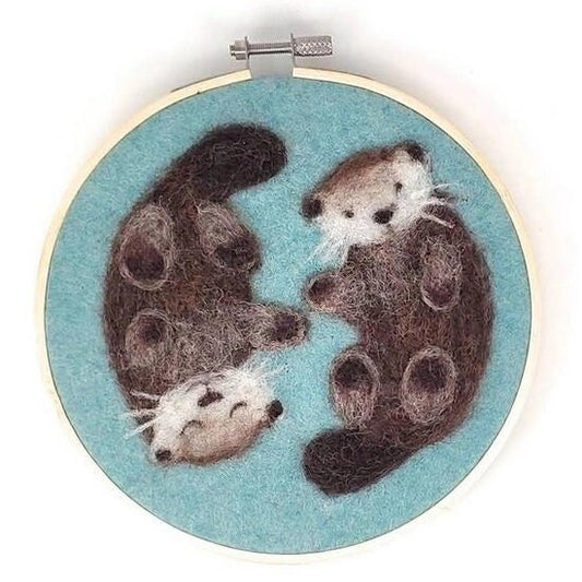 Otters In a Hoop Needle Felting Kit by the Crafty Kit Company