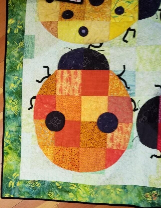 Ladybug Squared Pattern Quilt Pattern for the confident beginner by Claudia A Jakim for 46 x 46 inch quilt that is charm pack friendly