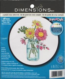 Summer Flowers Counted Cross Stitch Kit by Dimensions finishes 6 inches. Great for beginners!