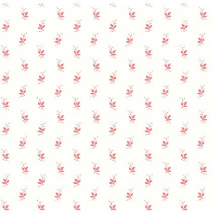 Franny's Flowers Mini Leaves in White/Pink by Maywood Studio designed by Kim's Cause, continuous cuts of Quilter's Cotton Fabric