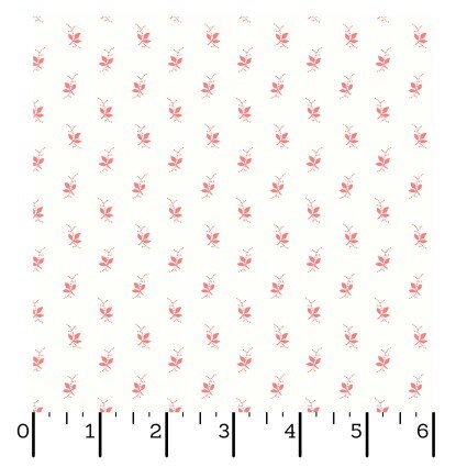 Franny's Flowers Mini Leaves in White/Pink by Maywood Studio designed by Kim's Cause, continuous cuts of Quilter's Cotton Fabric
