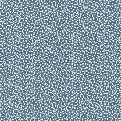 Franny's Flowers Random Dots in Dark Blue by Maywood Studio designed by Kim's Cause, continuous cuts of Quilter's Cotton Fabric