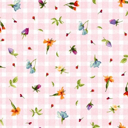 Bloom On Ditsy Floral in Pink by Maywood Studio, continuous cuts of Quilter's Cotton Fabric