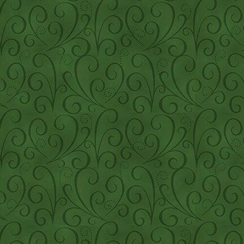 Holiday Heartland Swirls in Green by Henry Glass continuous cuts of Quilter's Cotton Fabric