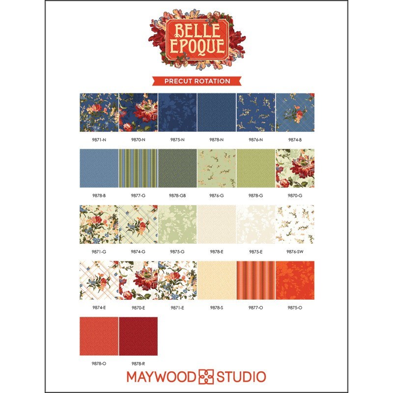 Belle Epoque Micro Leaves in Orange by Maywood Studio continuous cuts of Quilter's Cotton