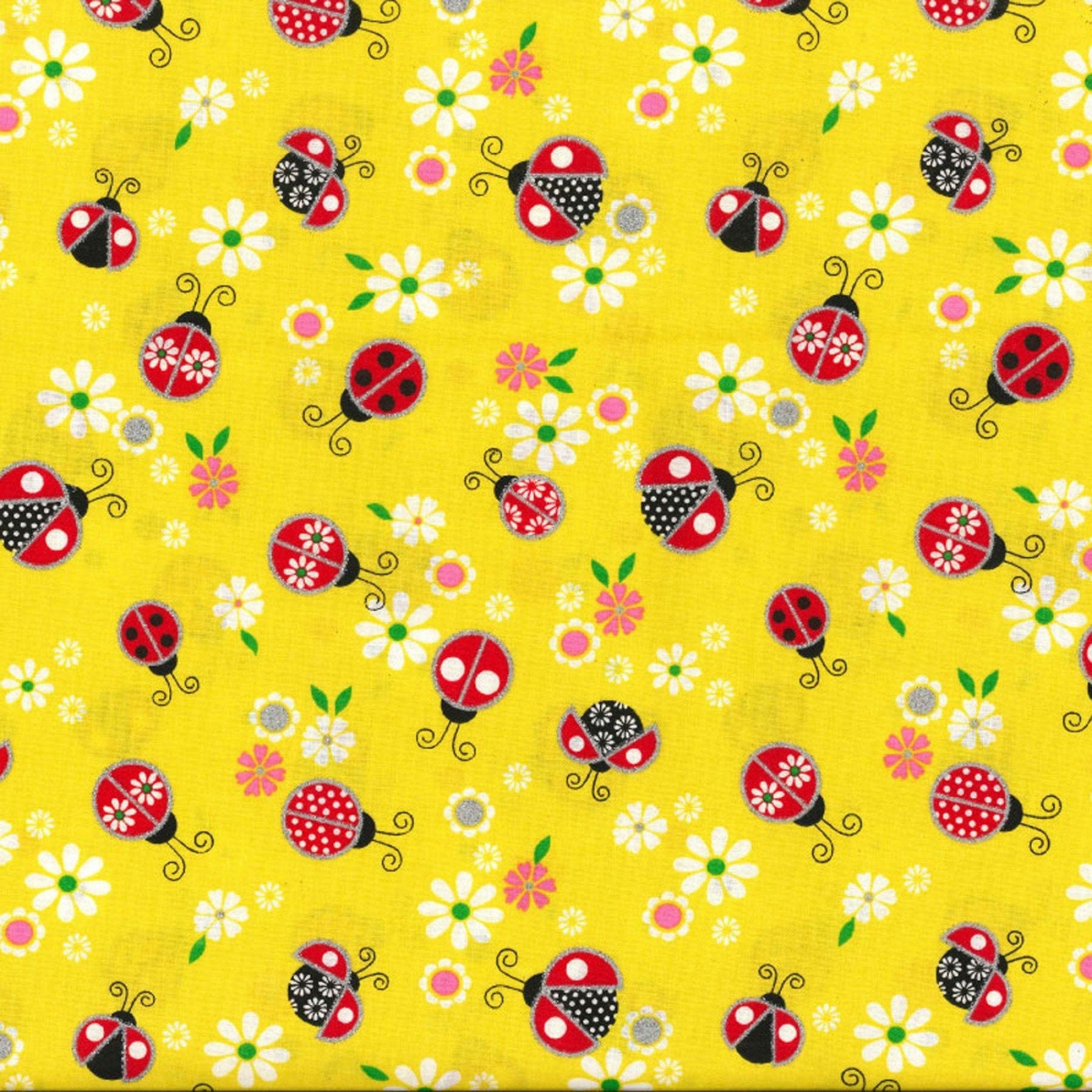 Ladybug Floral 3 yard quilt kit. One yard of each of 3 coordinating fabrics perfect for a quick and easy quilt.