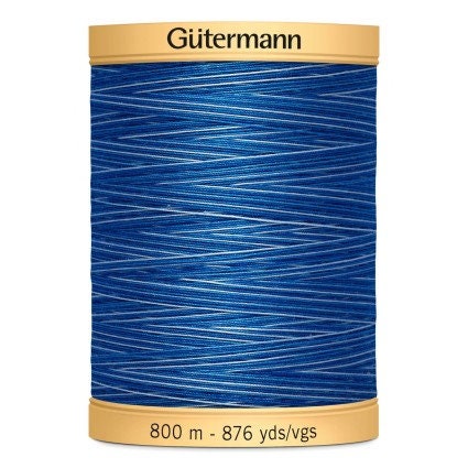 Deep Evening sky Gutermann Variegated 100% Natural Cotton 50 weight thread , 875 yard spool