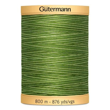 Foliage Green Gutermann Variegated 100% Natural Cotton 50 weight thread , 875 yard spool
