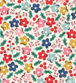 Holly Flowers Multicolored, Oh What Fun! by Poppie Cotton continuous cuts of Quilter's Cotton Fabric