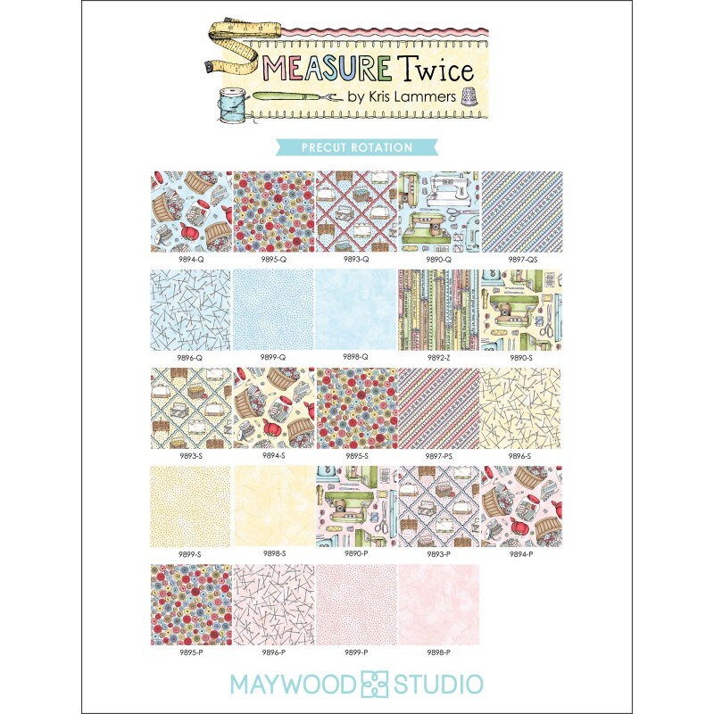 Measure Twice by Maywood Studio Quilter's Cotton Strip set. 40 piece collection of 2.5 inch by 44 inch strips.