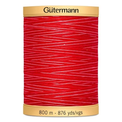 Ruby Red Gutermann Variegated 100% Natural Cotton 50 weight thread , 875 yard spool