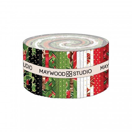 Evergreen Bows by Maywood Studio Quilter's Cotton Strip set. 40 piece collection of 2.5 inch by 44 inch strips.