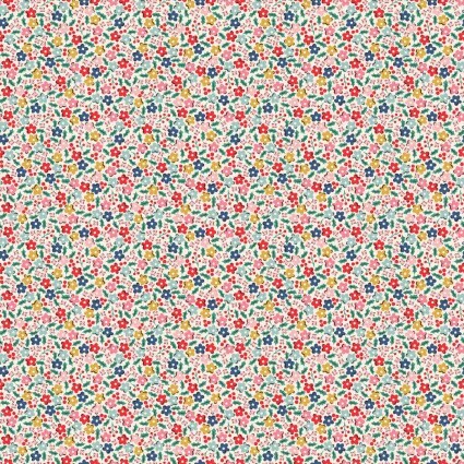 Holly Flowers Multicolored, Oh What Fun! by Poppie Cotton continuous cuts of Quilter's Cotton Fabric