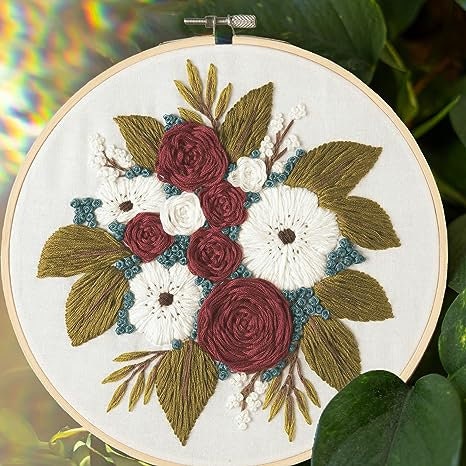 Posey Bouquet Embroidery Kit by Liesure Arts finished size 8 inches