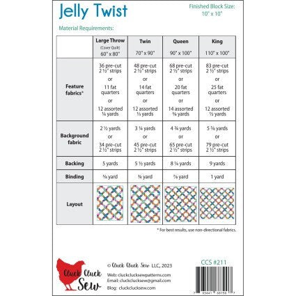 Jelly Twist Pattern by Allison Harris for Cluck Cluck Sew instructions for 4 different sized quilts perfect for precut jelly rolls
