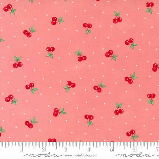 30's Playtime Cherry on Top in Petal by Moda continuous cuts of Quilter's Cotton Fabric