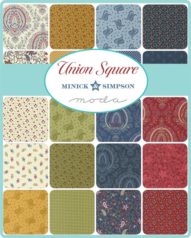 Union Square by Minick & Simpson for Moda Fabrics. Quilter's Cotton Strip set 40 piece collection of 2.5 inch by 44 inch strips