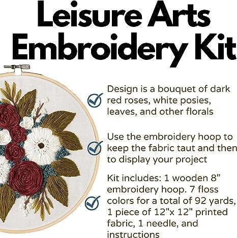 Posey Bouquet Embroidery Kit by Liesure Arts finished size 8 inches