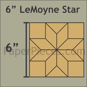 English Paper Piecing Lemoyne Star Papers in pack from Paper Pieces to complete four 6 inch blocks