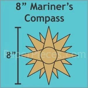 Mariner's Compass English Paper Piecing Papers from Paper Pieces to make one 8 inch block