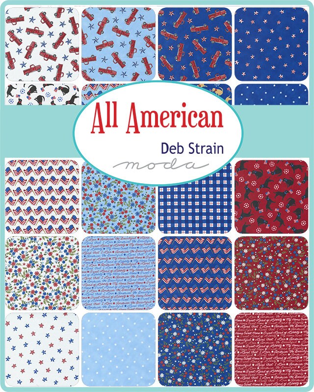 All American by Moda Quilter's Cotton Fat Eighths Bundle. 26 Fat Eighth yards of 9 inch x 22 inch rectangles