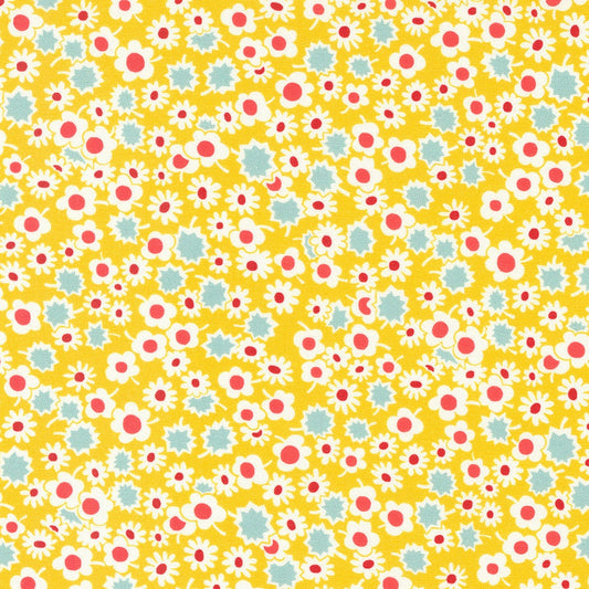 Sweet Melodies Daisy Dots Blenders Feedsack in Yellow by Moda continuous cuts of Quilter's Cotton Fabric