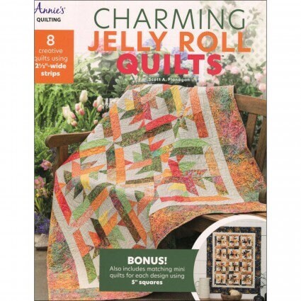 Charming Jelly Roll Quilts by Scott Flanagan for Annie's Quilting. A 48 page soft cover book with directions for 8 quilts plus 8 mini quilts