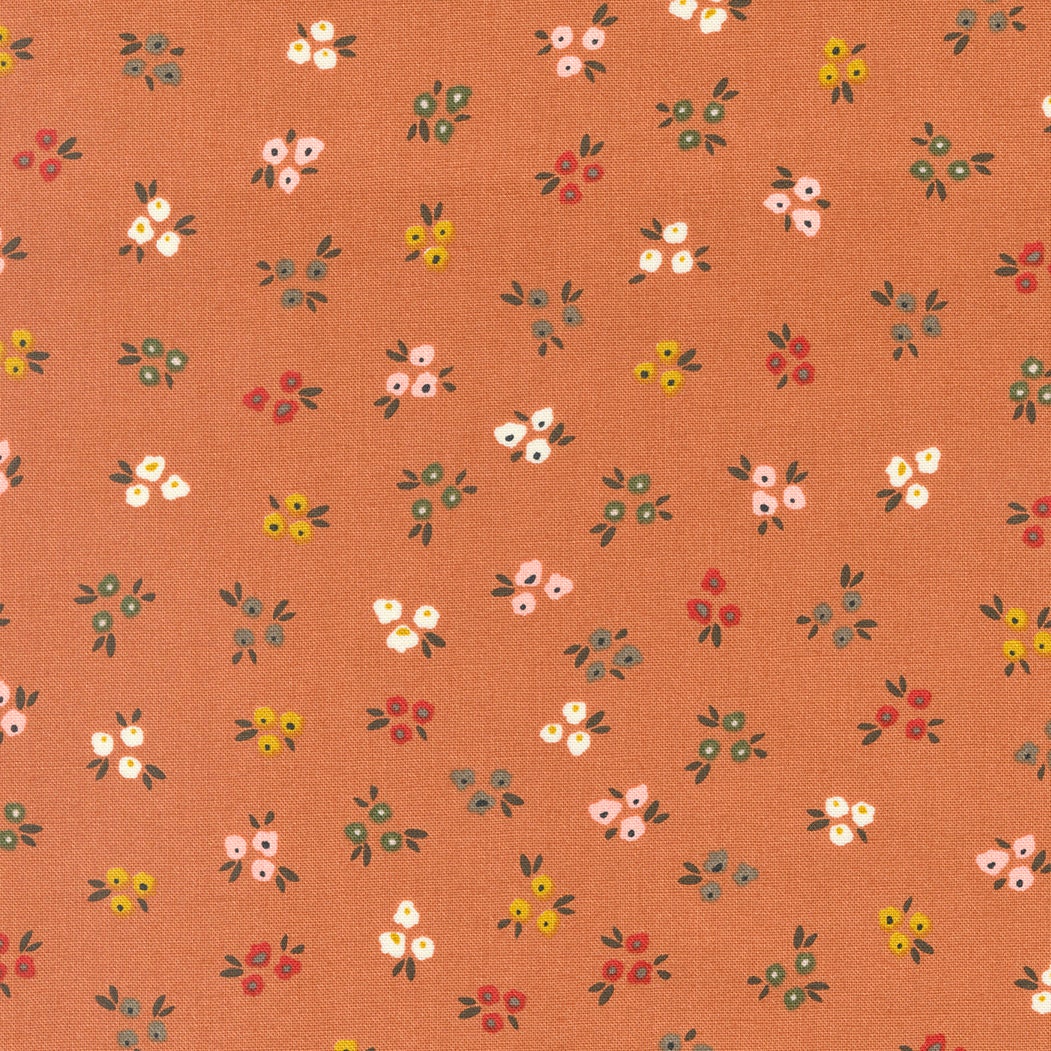 Dawn on the Prairie Sweet Ditsy in Pumpkin Pie by Moda continuous cuts of Quilter's Cotton Fabric