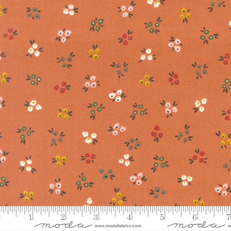 Dawn on the Prairie Sweet Ditsy in Pumpkin Pie by Moda continuous cuts of Quilter's Cotton Fabric