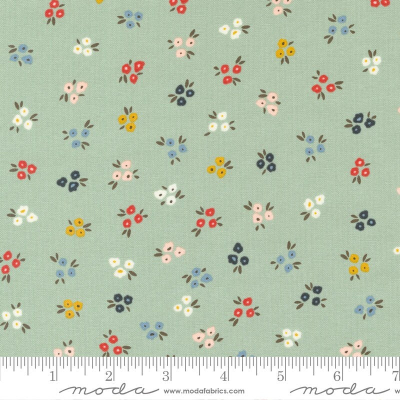 Dawn on the Prairie Sweet Ditsy in Dusty Mist by Moda continuous cuts of Quilter's Cotton Fabric