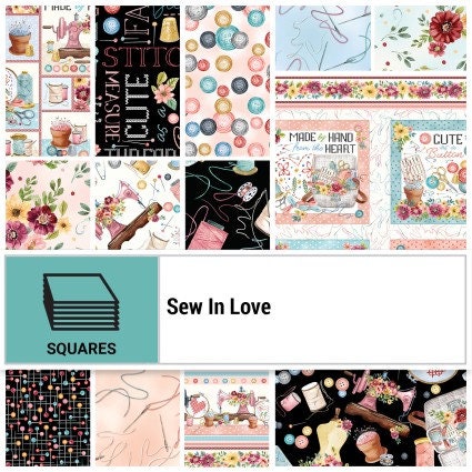 Sew In Love by Rockstar Sewing for Kanvas Studio Benartex Quilter's Cotton Fat Quarter Bundle. 18 Fat Quarters of 18 inch x 22 inch squares
