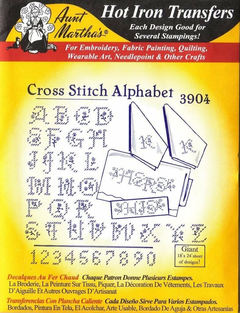 Cross Stitch Alphabet Aunt Martha's #3904 Vintage Embroidery Hot Iron Transfer Pattern