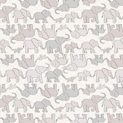 Special Delivery Elephants and Stars in Grey by Lewis & Irene. Continuous Cuts of Quilter's Cotton Fabric