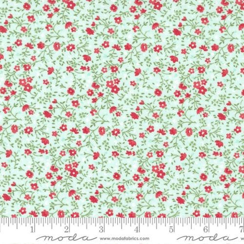 Lighthearted Meadow Light Aqua Small Floral in Aqua by Moda continuous cuts of Quilter's Cotton Fabric