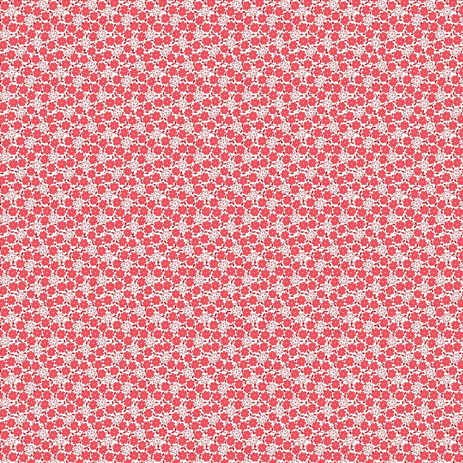 Nana Mae 7 Small Flowers in Red by Henry Glass. Continuous Cuts of Quilter's Cotton