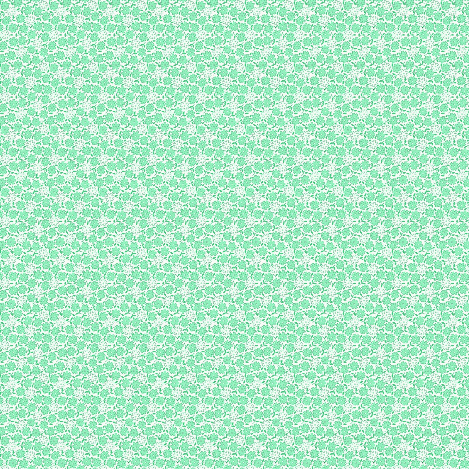 Nana Mae 7 Small Flowers in Green by Henry Glass. Continuous Cuts of Quilter's Cotton