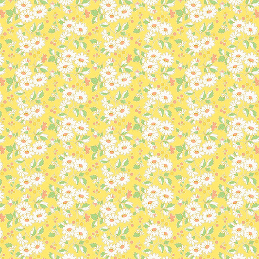 Nana Mae 7 Flower Cluster in Yellow by Henry Glass. Continuous Cuts of Quilter's Cotton