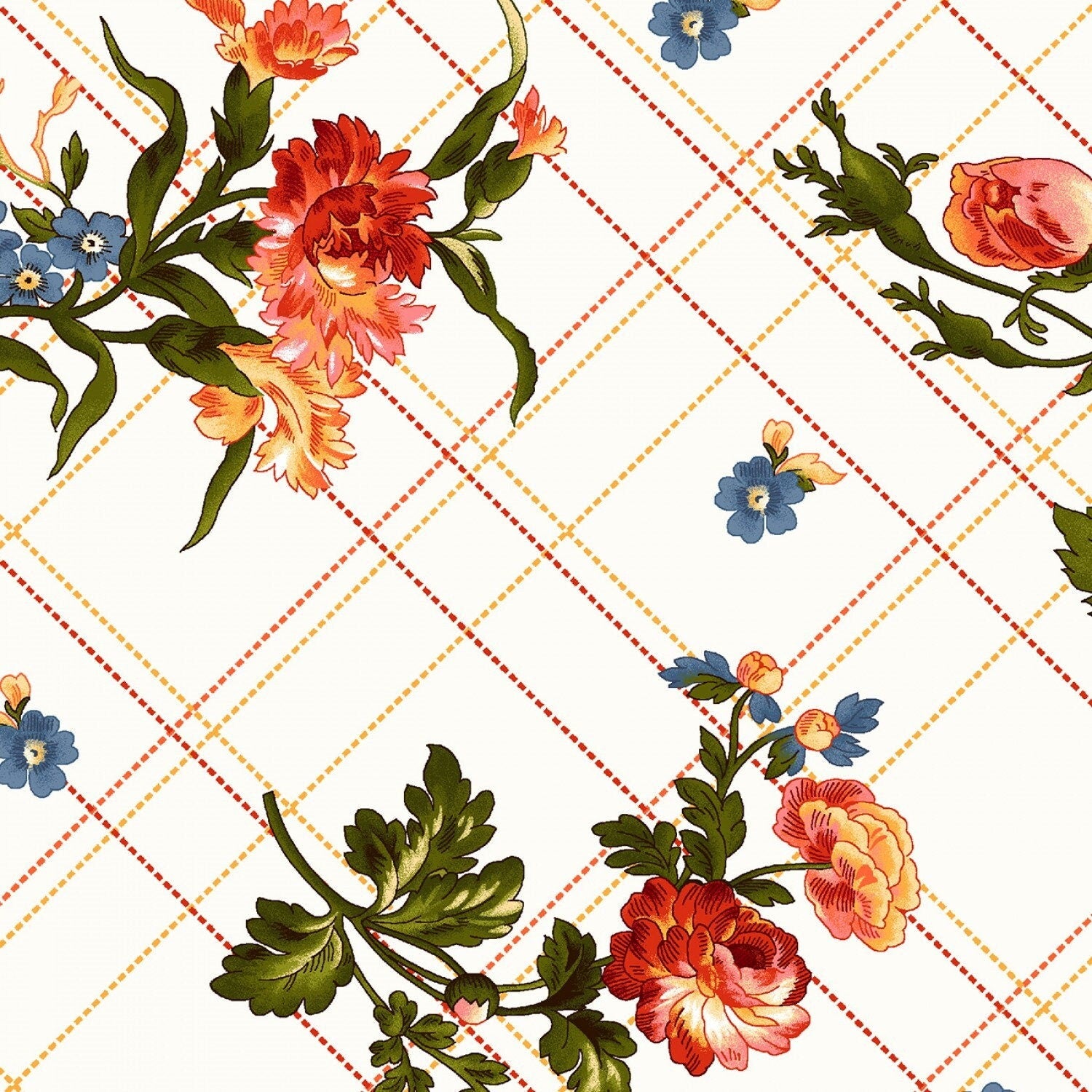Belle Epoque Bias Plaid Floral 3 yard quilt kit. One yard of each of 3 coordinating fabrics perfect for a quick and easy quilt.
