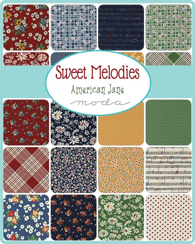 Sweet Melodies by Moda Quilter's Cotton Fat Quarter Bundle. 28 different 18 inch x 21 inch rectangles