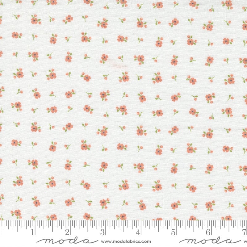 Peachy Keen Pixie Ditsy in Off White by Corey Yoder for Moda. Continuous cuts of Quilter's Cotton Fabric