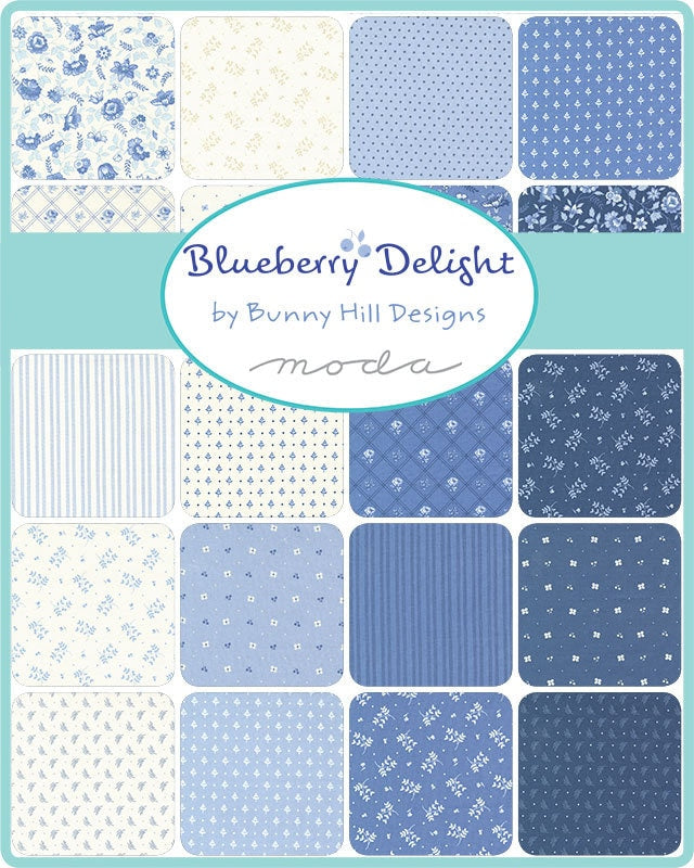 Blueberry Breeze Blenders in Blueberry by Bunny Hill Designs for Moda continuous cuts of Quilter's Cotton Fabric