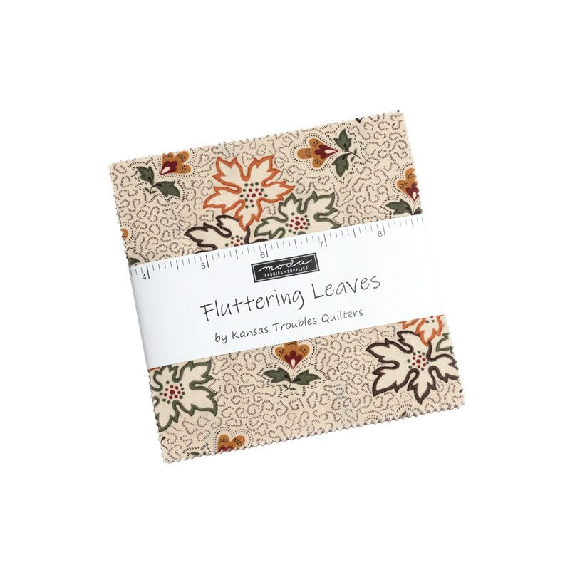 Fluttering Leaves by Kansas Troubles for Moda Fabrics. Quilter's Cotton Charm Pack of 42 5 x 5 inch squares