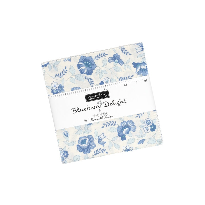 Blueberry Delight by Bunny Hill Designs for Moda Fabrics. Quilter's Cotton Charm Pack of 42 5 x 5 inch squares