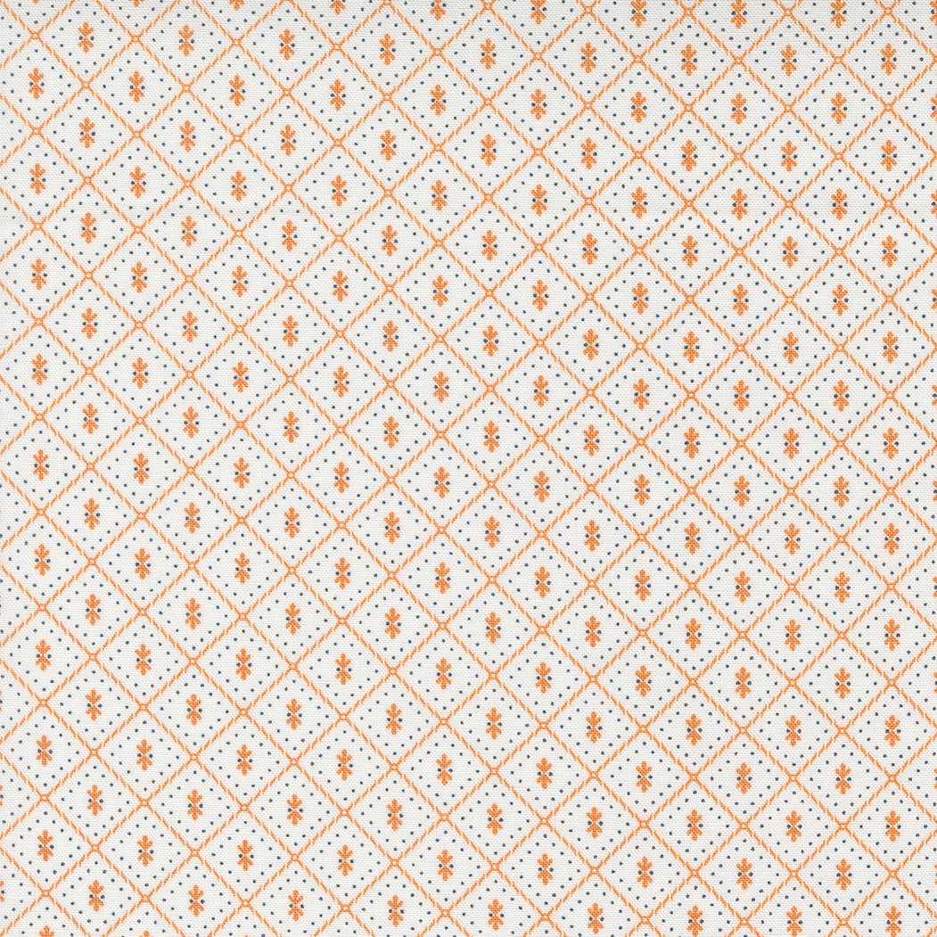 Linen Cupboard Chantilly in Orange by Fig Tree & Co for Moda Fabrics Pajamas Blenders Check Dots. Continuous cuts of Quilter's Cotton Fabric