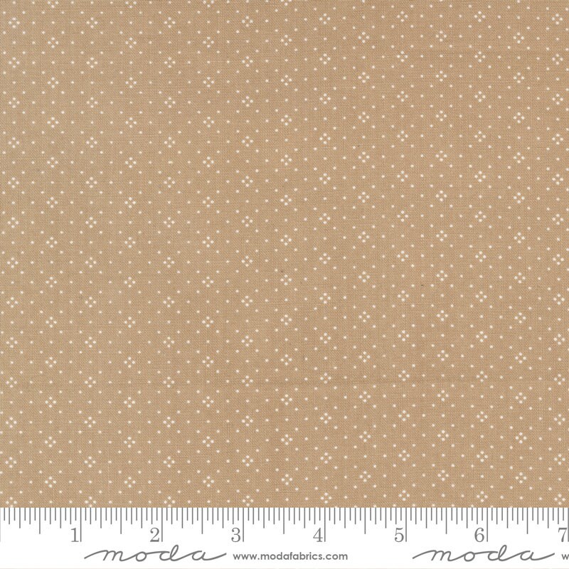 Eyelet in Earth by Fig Tree & Co for Moda Fabrics Basic Dot Foulard Shirting. Continuous cuts of Quilter's Cotton Fabric