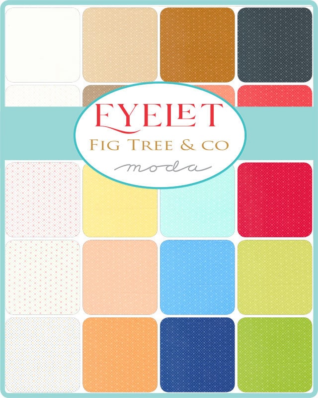 Eyelet by Fig Tree & Co for Moda Fabrics. Quilter's Cotton Mini Charm Pack of 42 2.5 x 2.5 inch squares