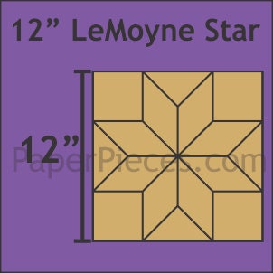 English Paper Piecing Lemoyne Star Papers in pack from Paper Pieces to complete one 12 inch block