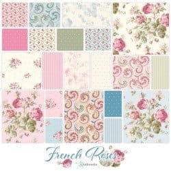 French Roses by Clothworks. Quilter's Cotton Charm Pack of 42 5 x 5inch squares